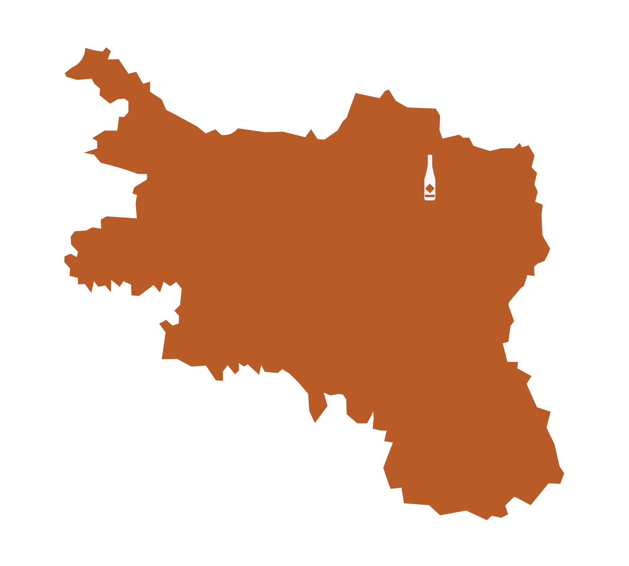 Landkarte von Poysdorf mit Markierung des Weingut Hirtl.